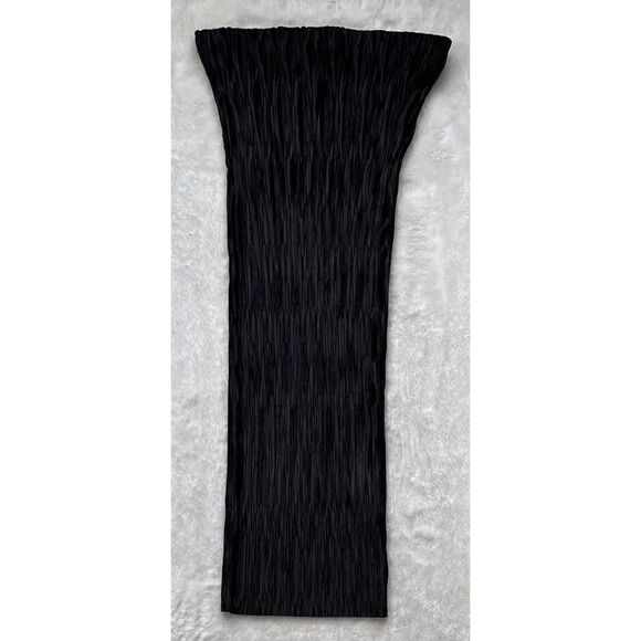 NWT ZARA Black High Waisted Crinkled Wrinkled Effect Bodycon Pull On Midi Skirt - Picture 10 of 15